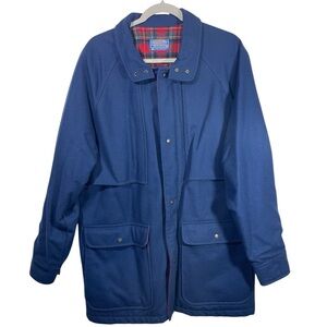 Pendleton USA Navy Blue Men’s Wool Flannel Lined Long Field Jacket Coat Size M